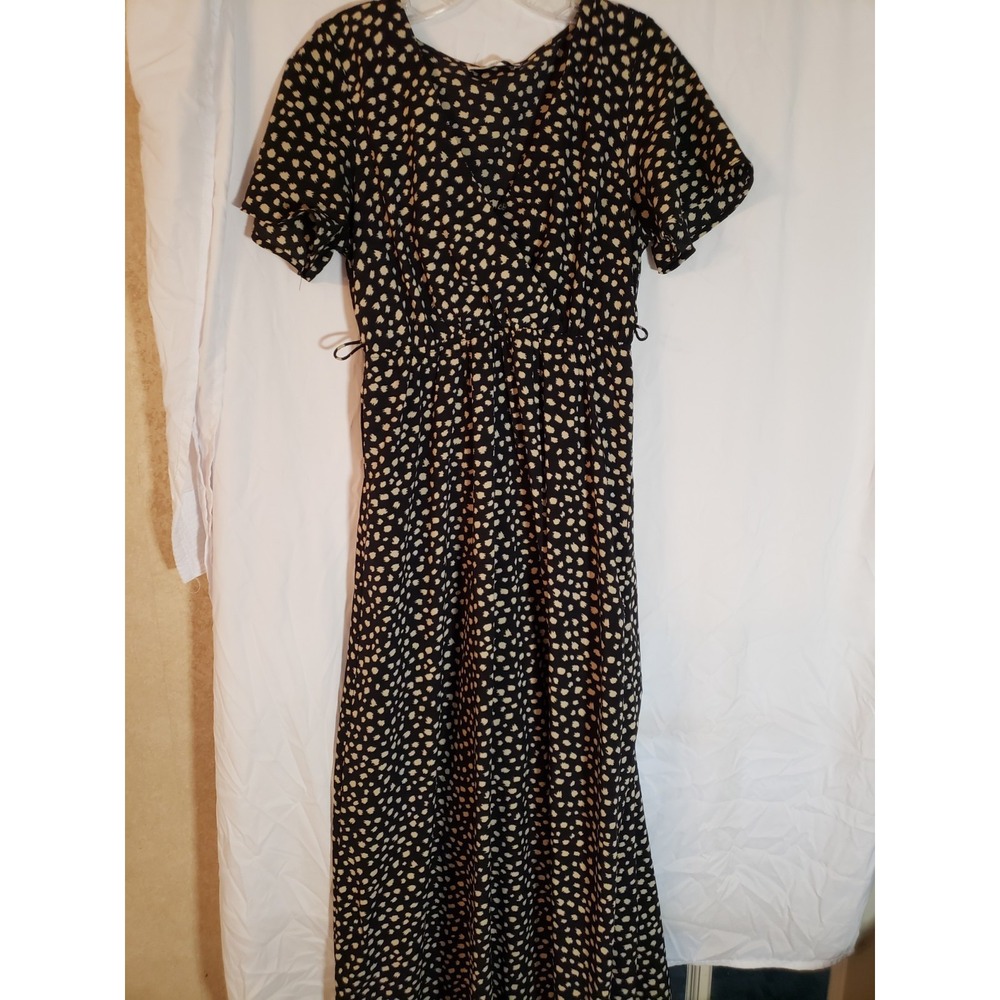 Women's Carly Jean Short Sleeve Black And Tan Maxi Dress Size M